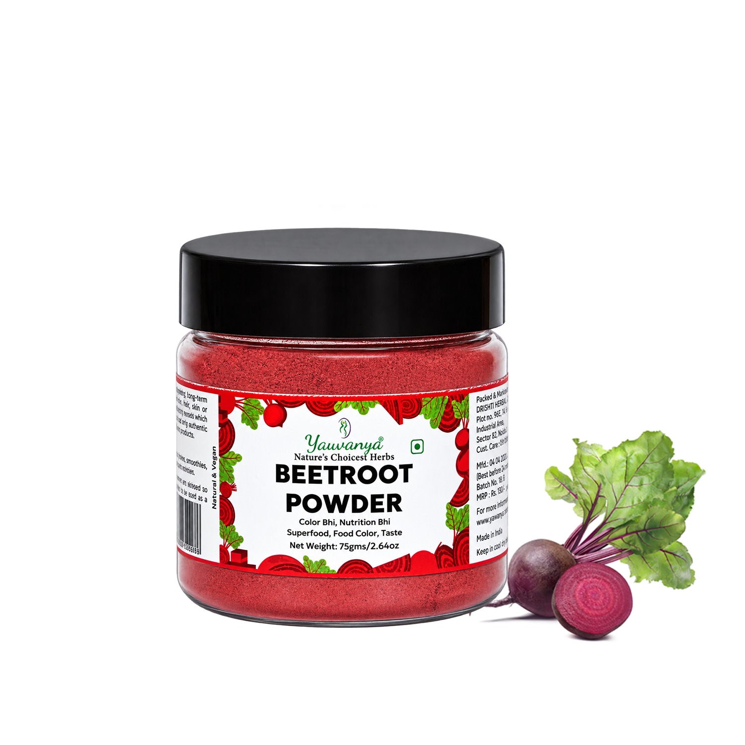 Yauvanya Beetroot Powder | Natural Food & Hair Color (50g / 75g / 100g)