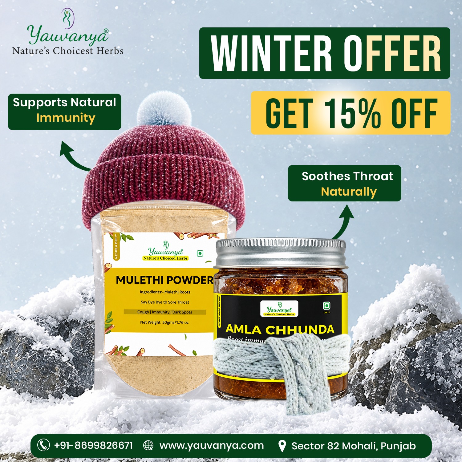 Yauvanya Winter Wellness Offer – Get 15% Off on Amla Chhunda & Mulethi Powder