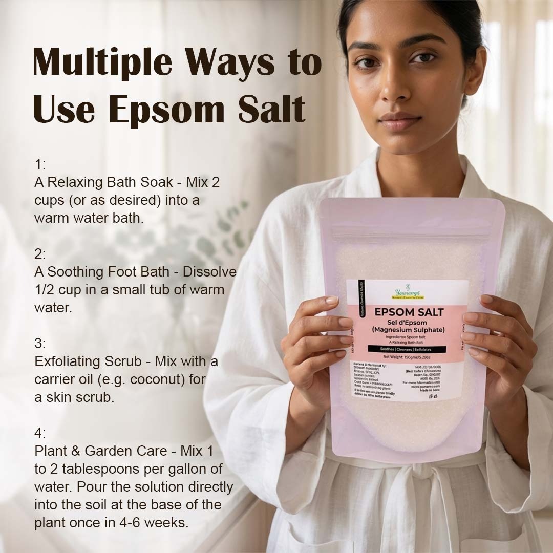 Epsom Salt for Bath & Foot Soak 150gm | Magnesium Sulphate Crystals for Relaxation, Cleansing & Exfoliation - Image 3