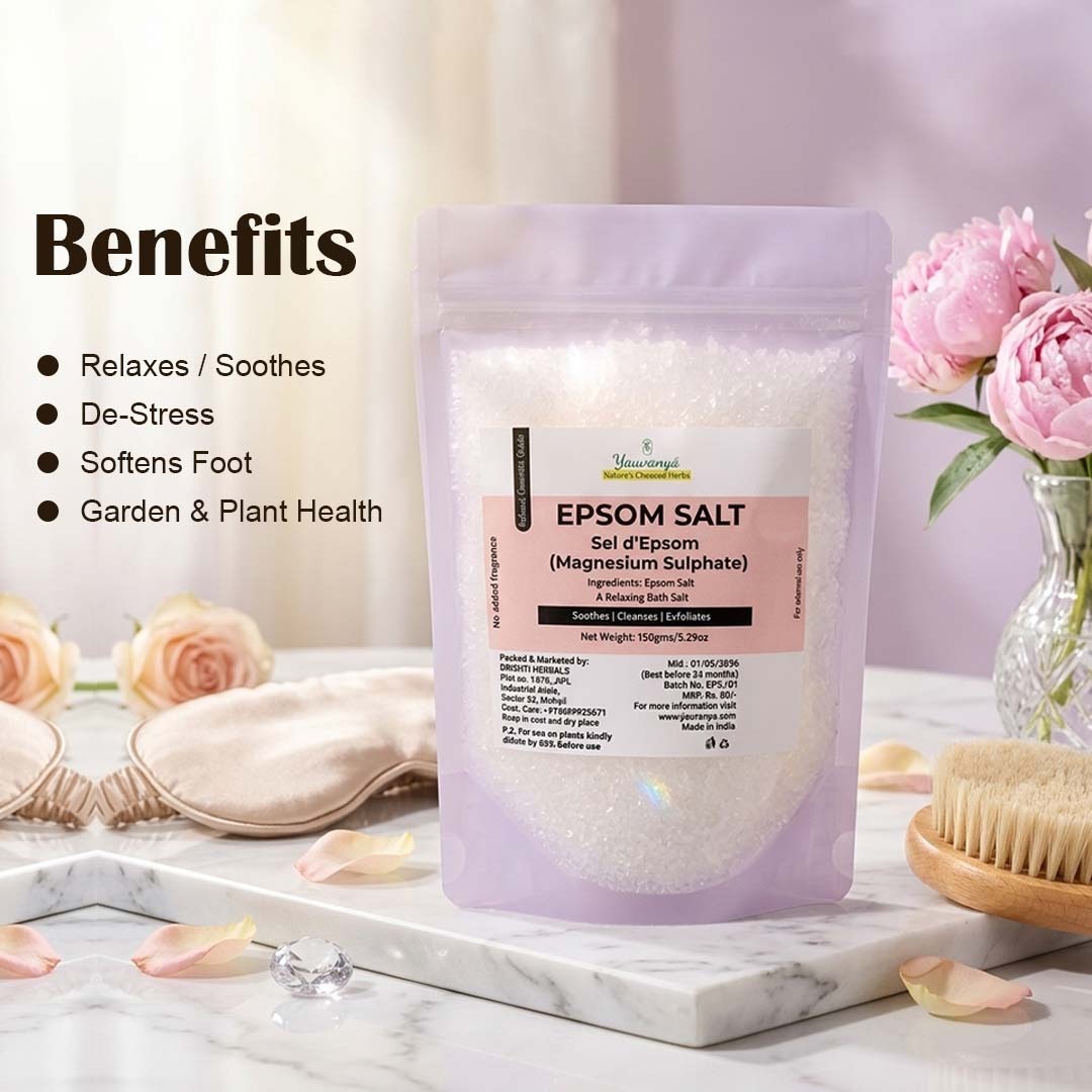 Epsom Salt for Bath & Foot Soak 150gm | Magnesium Sulphate Crystals for Relaxation, Cleansing & Exfoliation - Image 2