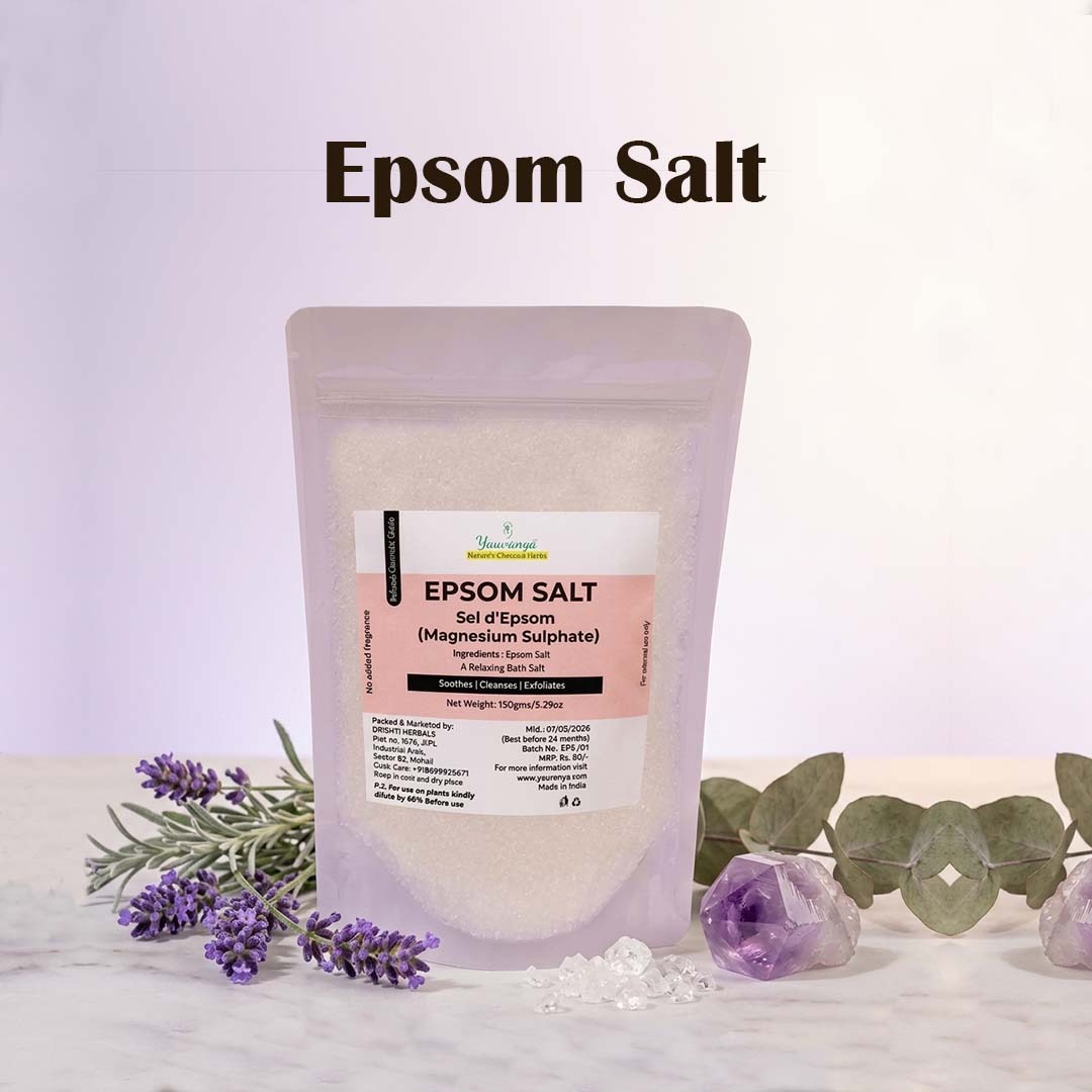 Epsom Salt for Bath & Foot Soak 150gm | Magnesium Sulphate Crystals for Relaxation, Cleansing & Exfoliation