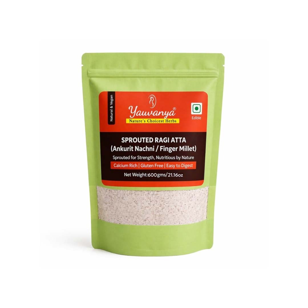 Yauvanya Sprouted Ragi Atta 600g | Ragi Malt (Nachni Satva) | Gluten Free | High Calcium & Protein