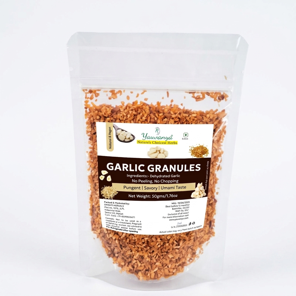 Yauvanya Garlic Granules 50g – No Peeling, No Chopping
