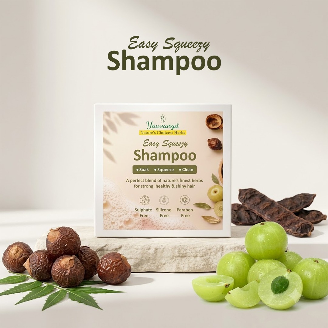 Yauvanya Easy Squeezy Herbal Shampoo – Amla, Reetha & Shikakai Hair Cleanser